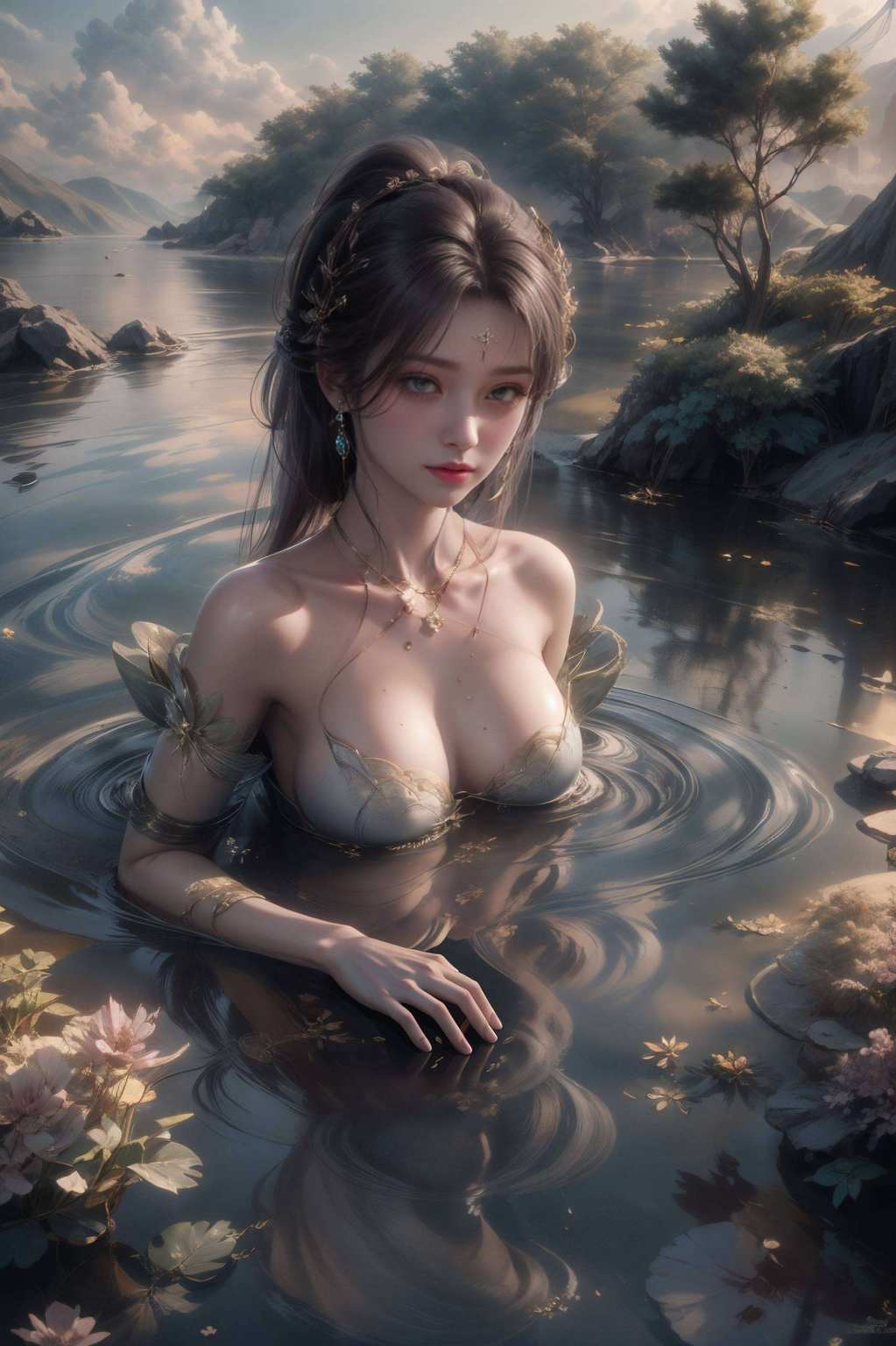 犹如动漫中之女神观其长袍飘逸之壁纸