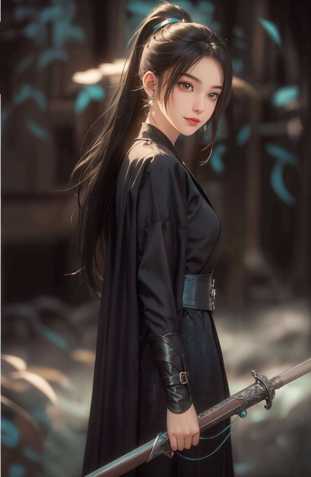 美女映屏宁姚舞剑