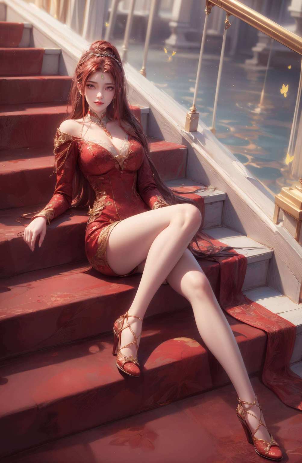 动漫美女红凰展翅