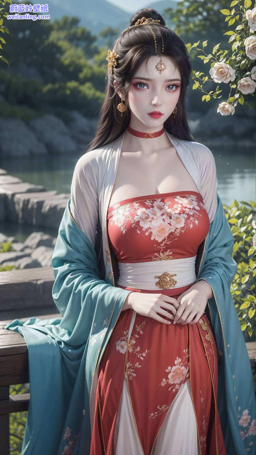 画中美女国漫诸女神踏云而行