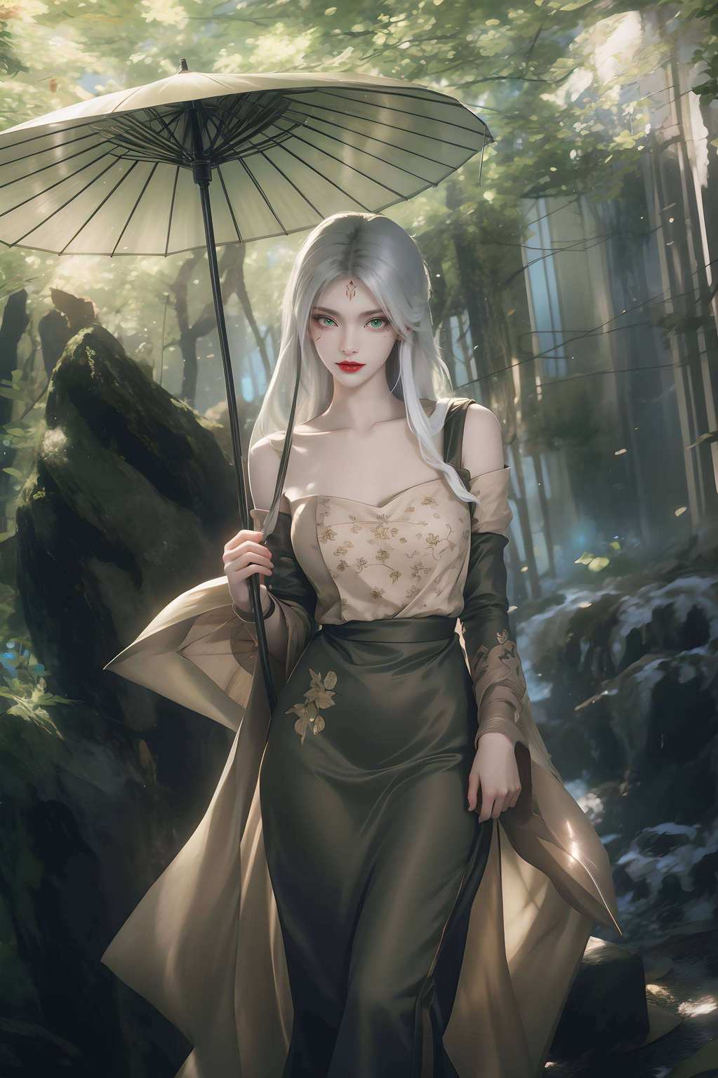 动漫女神映月明,玄幻世界绘奇景小白壁纸映仙影